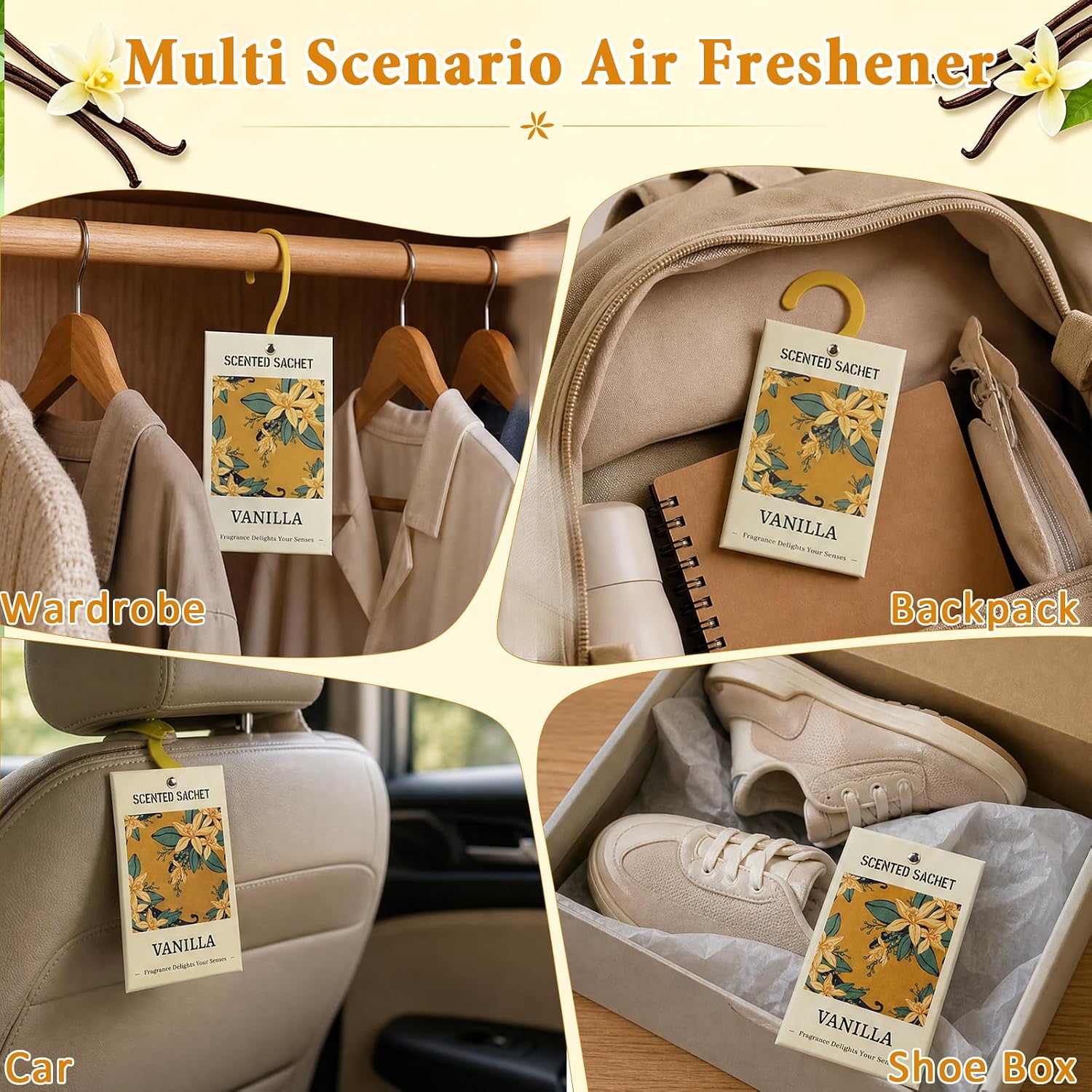 Detalle 2 de STRN Vanilla Scented Sachets, 6-Pack for Drawers, Closets and Small Spaces