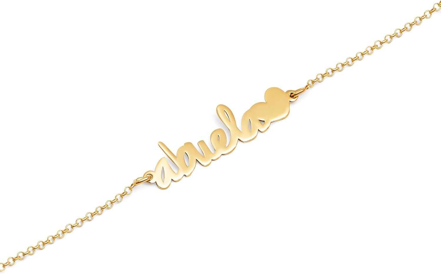 Detalle de SINGULARU Bracciale Grandma Heart in Argento 925 placcato Oro 18Kt o Rodio – Eleganza semplice con cuore e nonna