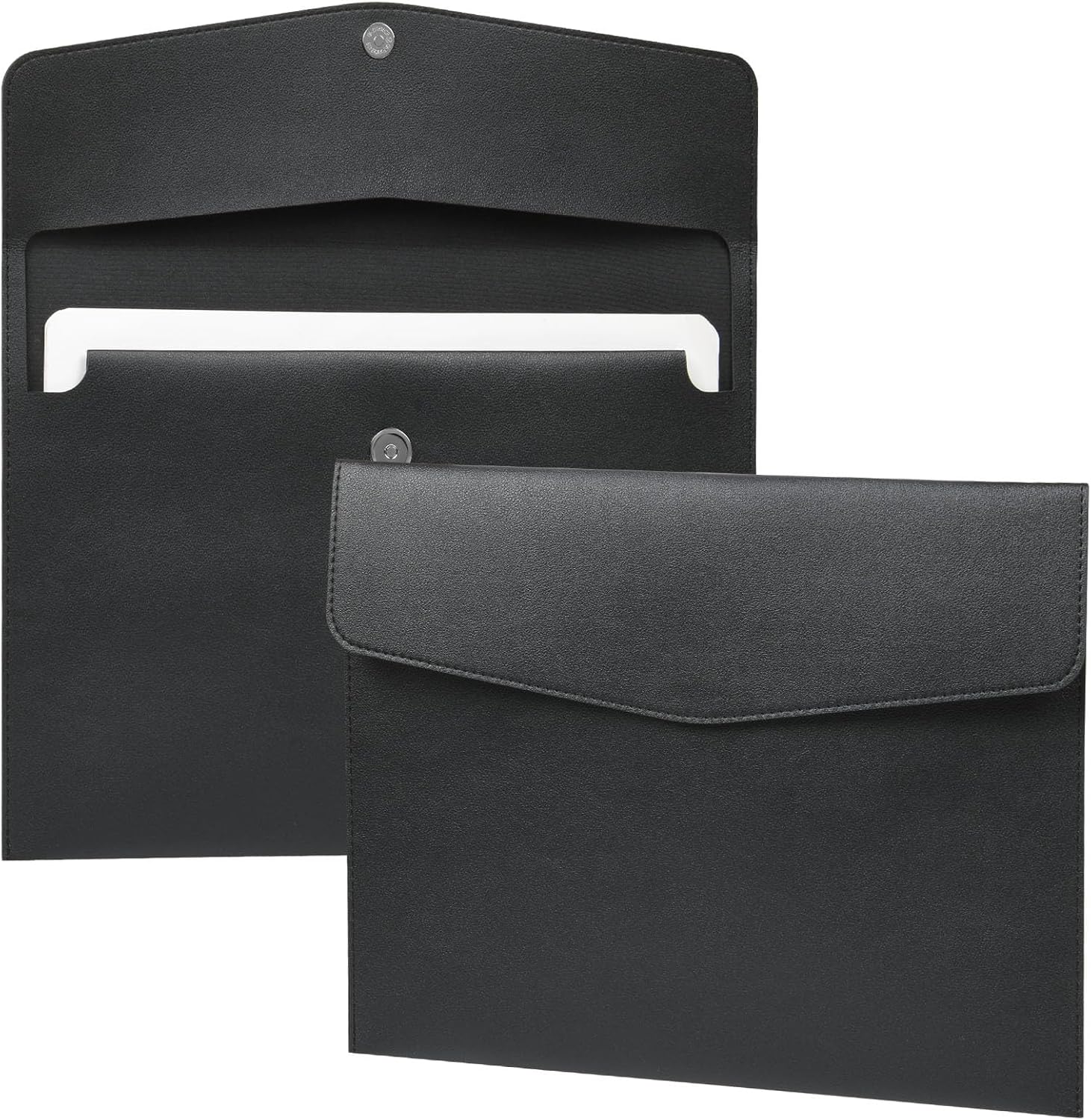 Detalle de Porte-documents OFFCUP en cuir PU A4 (lot de 2) avec poches intérieures, noir
