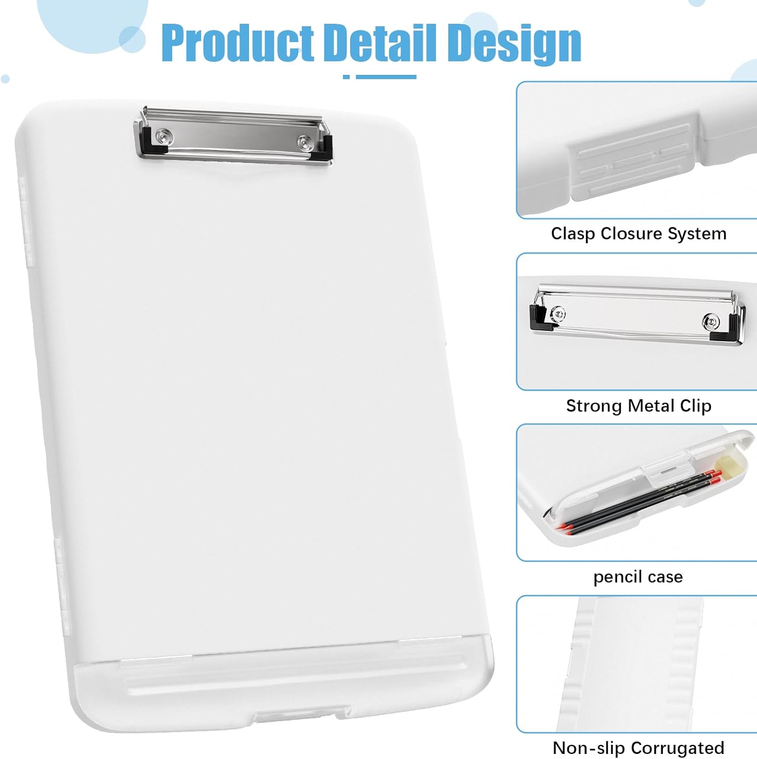 Thumbnail 1 de Hnogri Hongri Clipboard with Storage & Pen Holder (8.5 x 11, foil-side opening) – lightweight nursing-style clip board