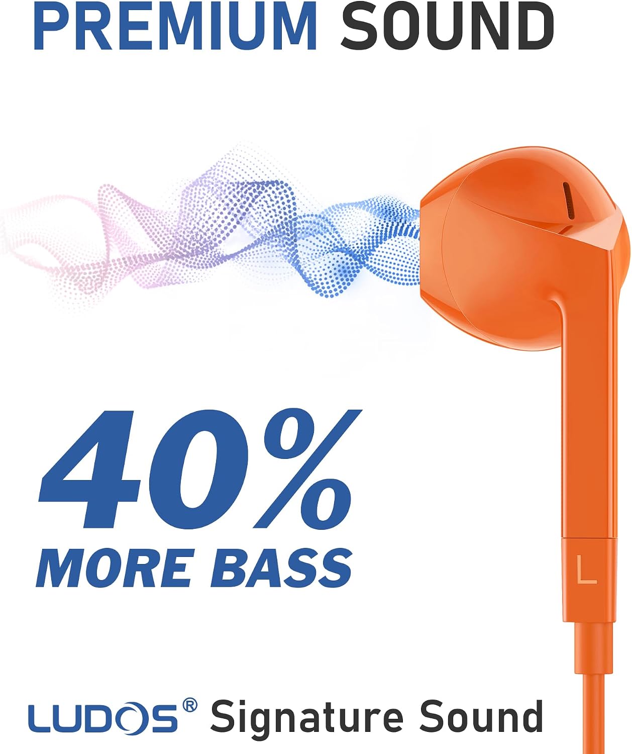 Detalle de LUDOS FEROX In-Ear-Kopfhörer mit Kabel & Mikrofon (3,5-mm-Klinke) – Orange