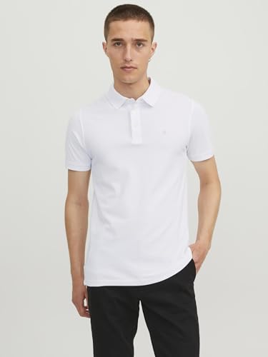 Detalle de Jack & Jones JJepaulos Polo Ss Noos Polo Hombre Blanco L – Algodón piqué, corte entallado
