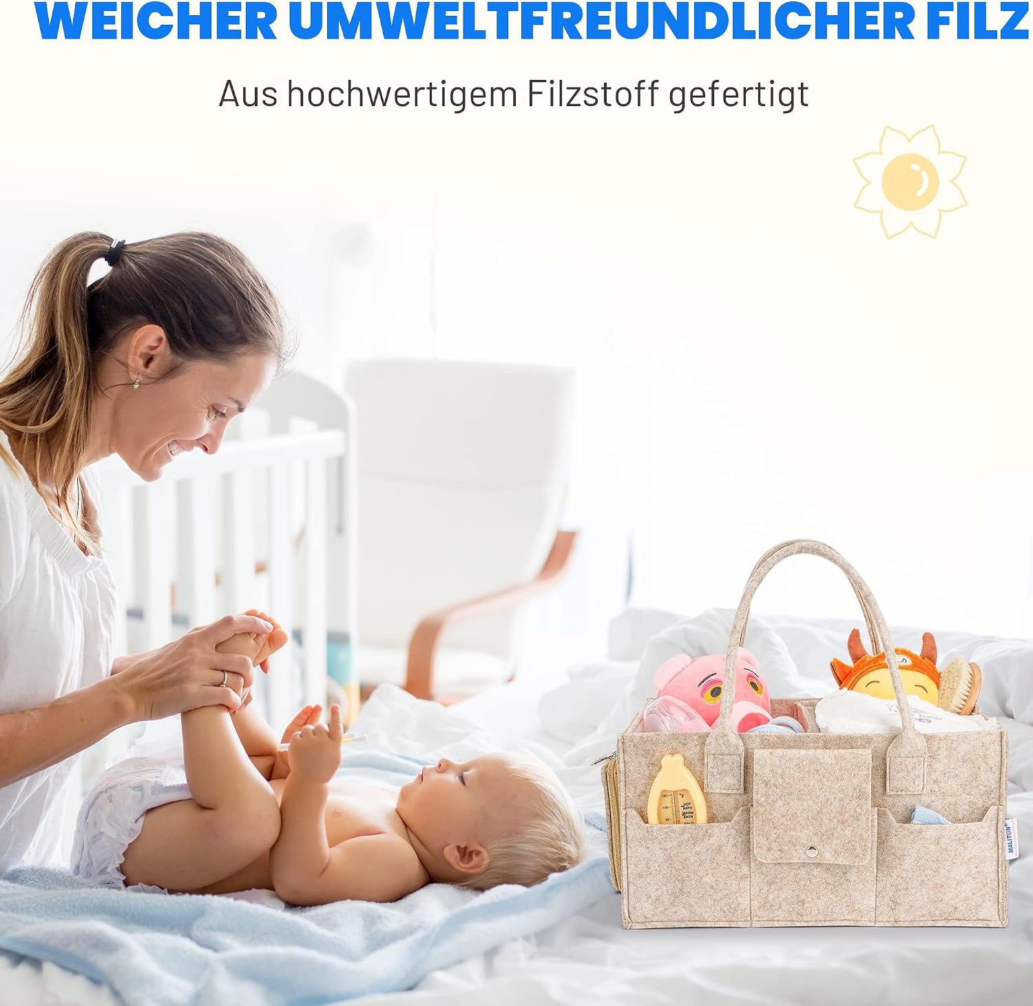 Thumbnail 5 de Maliton Baby-Windel-Organizer Khaki – multifunktionaler Windelhalter und Aufbewahrungskorb