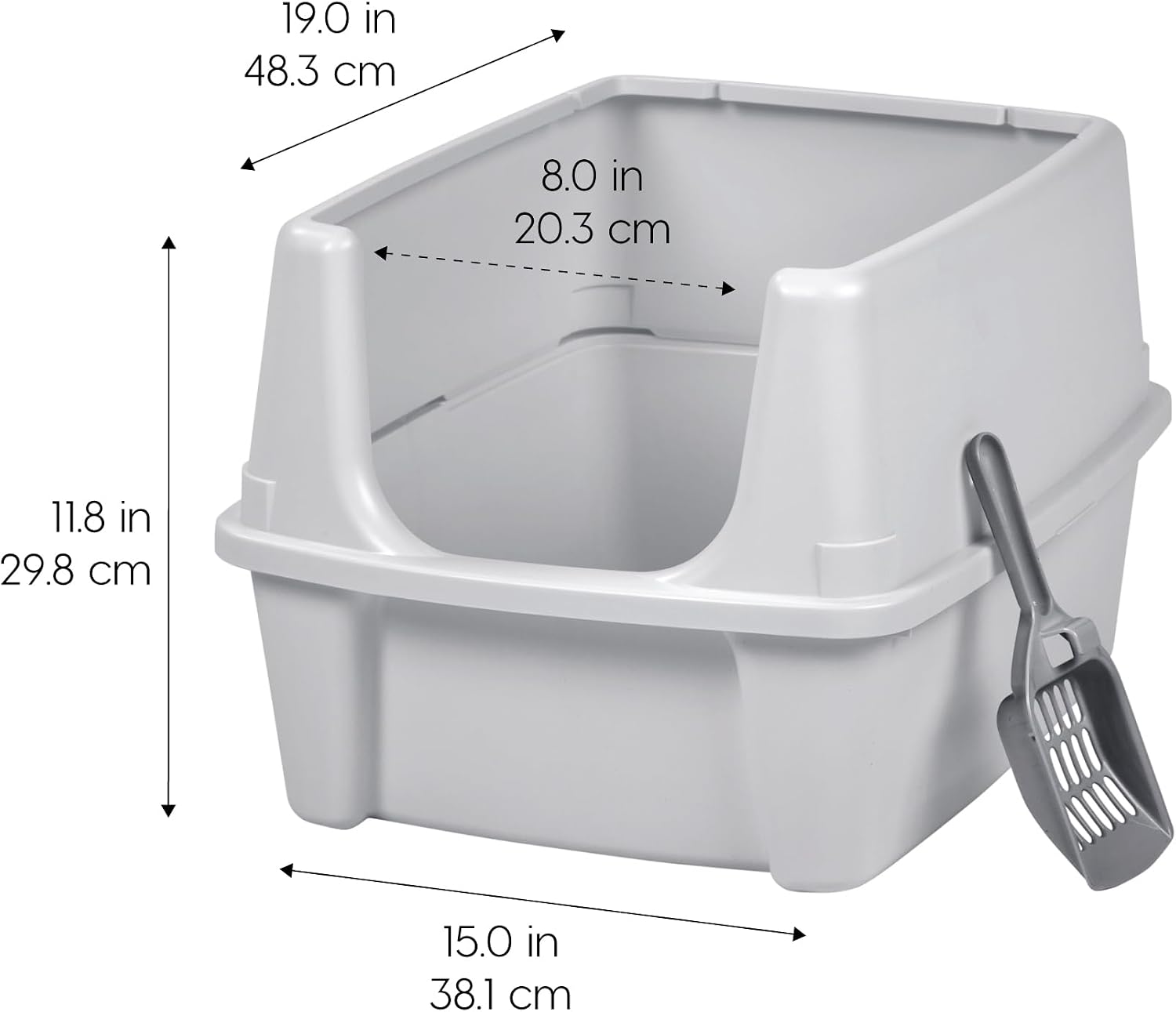 Detalle de IRIS USA 500381 High-Sided Open-Top Cat Litter Box, Gray