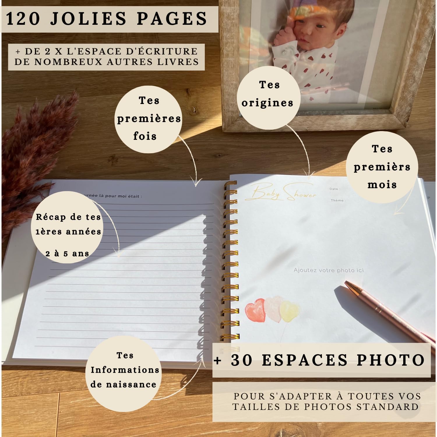 Thumbnail 3 de Livre de naissance bébé – Album 150 pages, souvenir et journal des 5 premières années