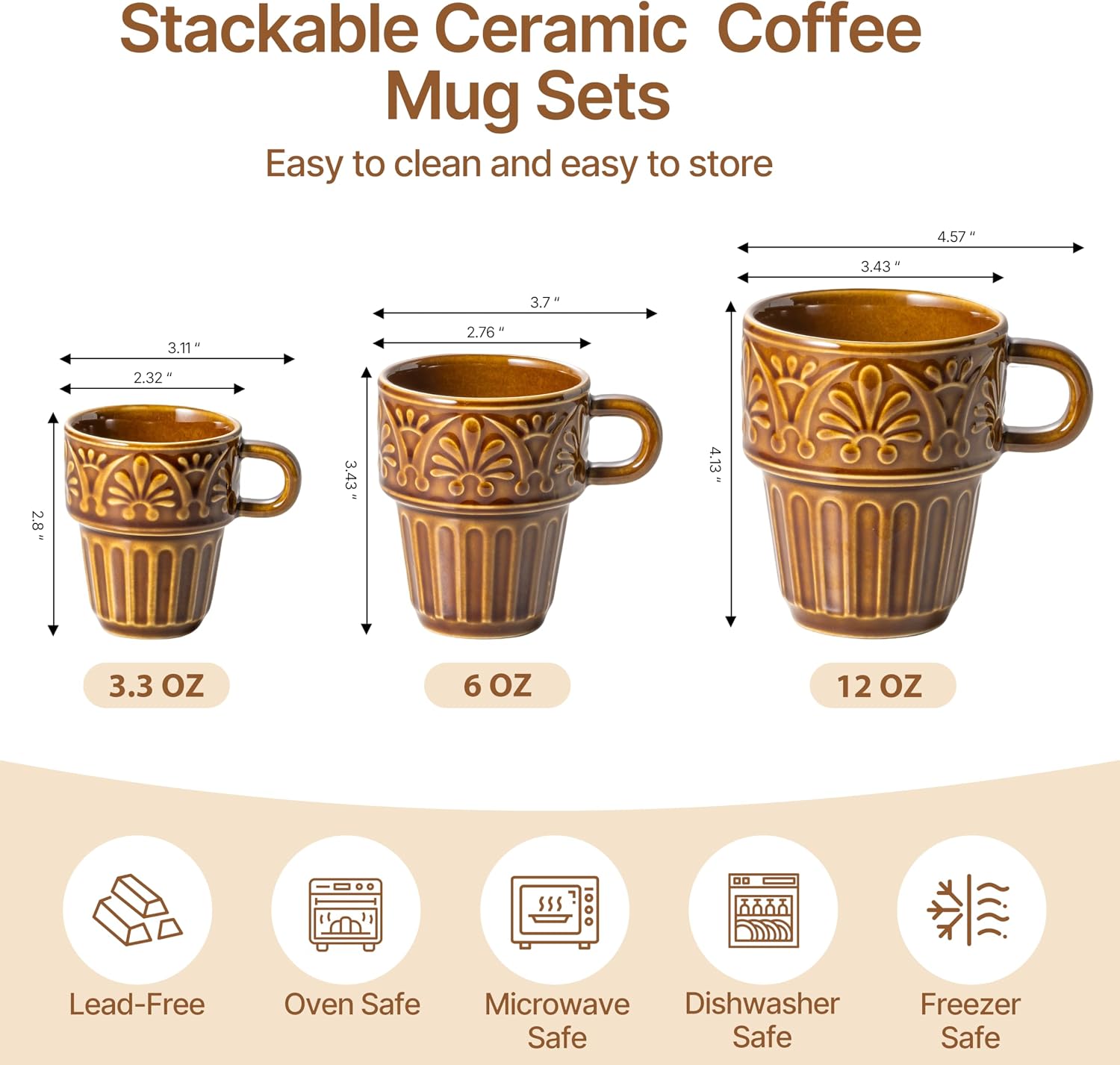 Detalle 2 de Ceramic Espresso Cup Set, 6 oz