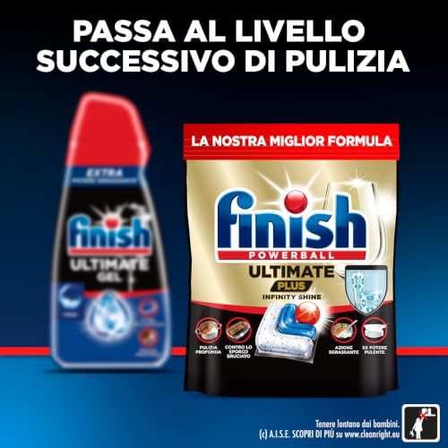 Detalle de Finish Ultimate Gel: detersivo per lavastoviglie, 4 confezioni da 120 lavaggi, limone, potere sgrassante ed extra brillantezza