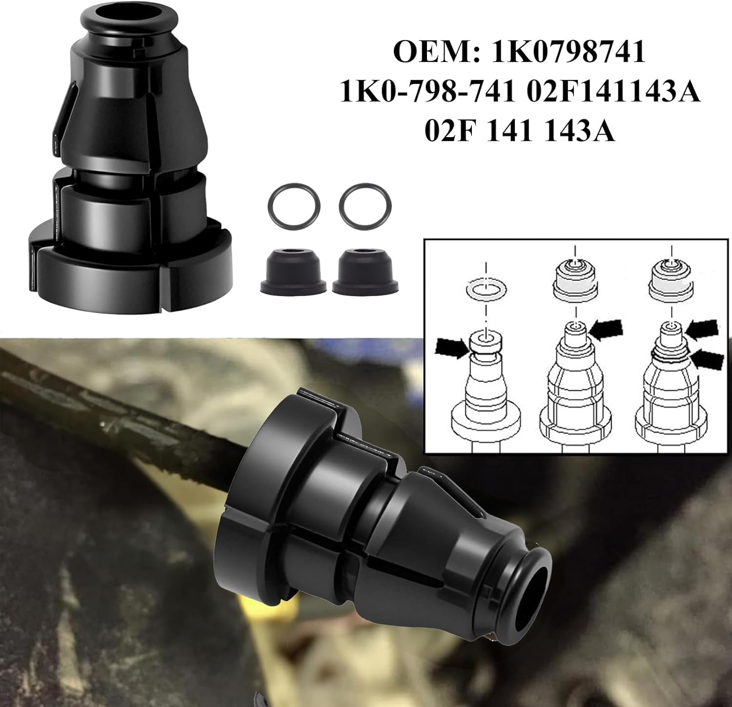 Detalle de Raheem 1K0798741 Clutch Master Cylinder Connector Clip + Seal Repair Kit (Set of 4) for VW Group Models