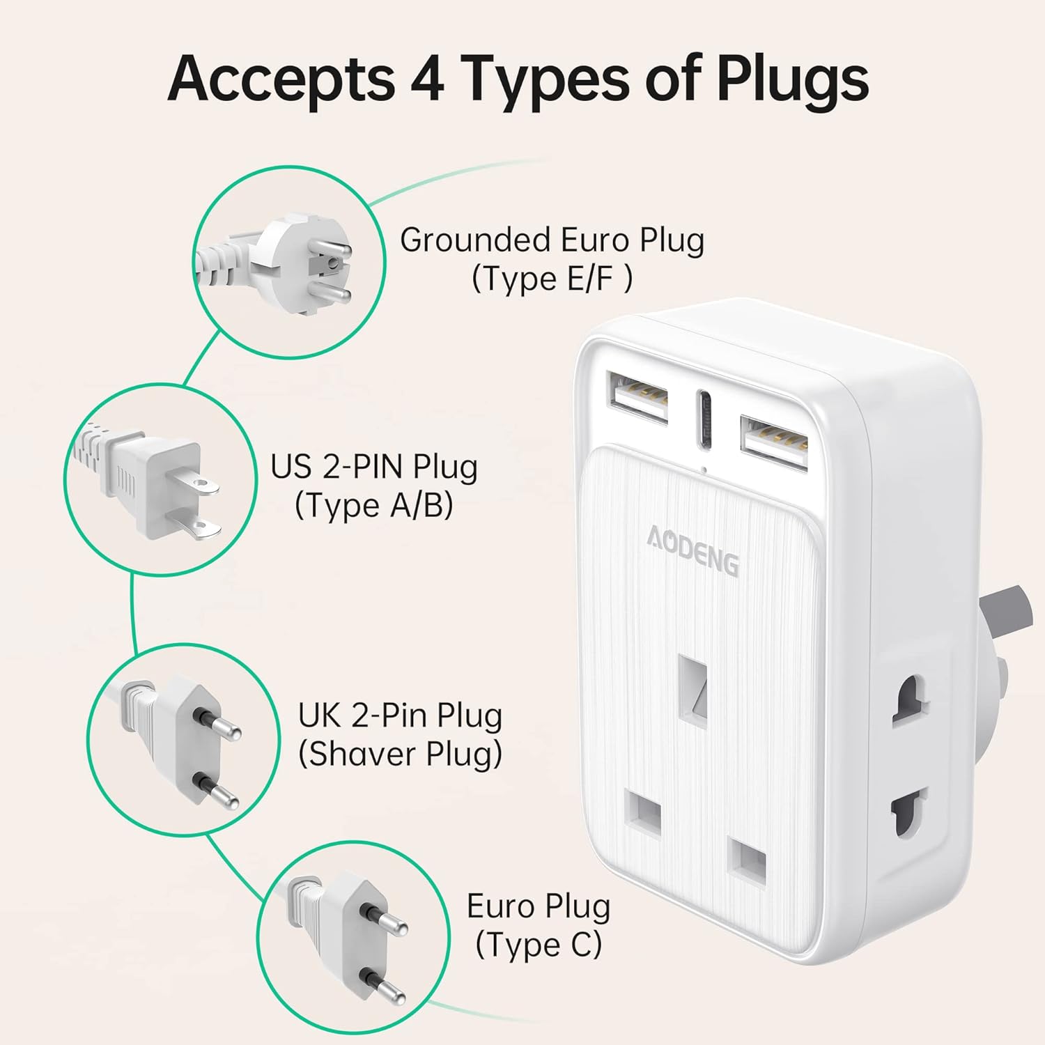 Thumbnail 5 de UK to Australia Plug Adapter 6-in-1 2 Pack with USB-C 🔌