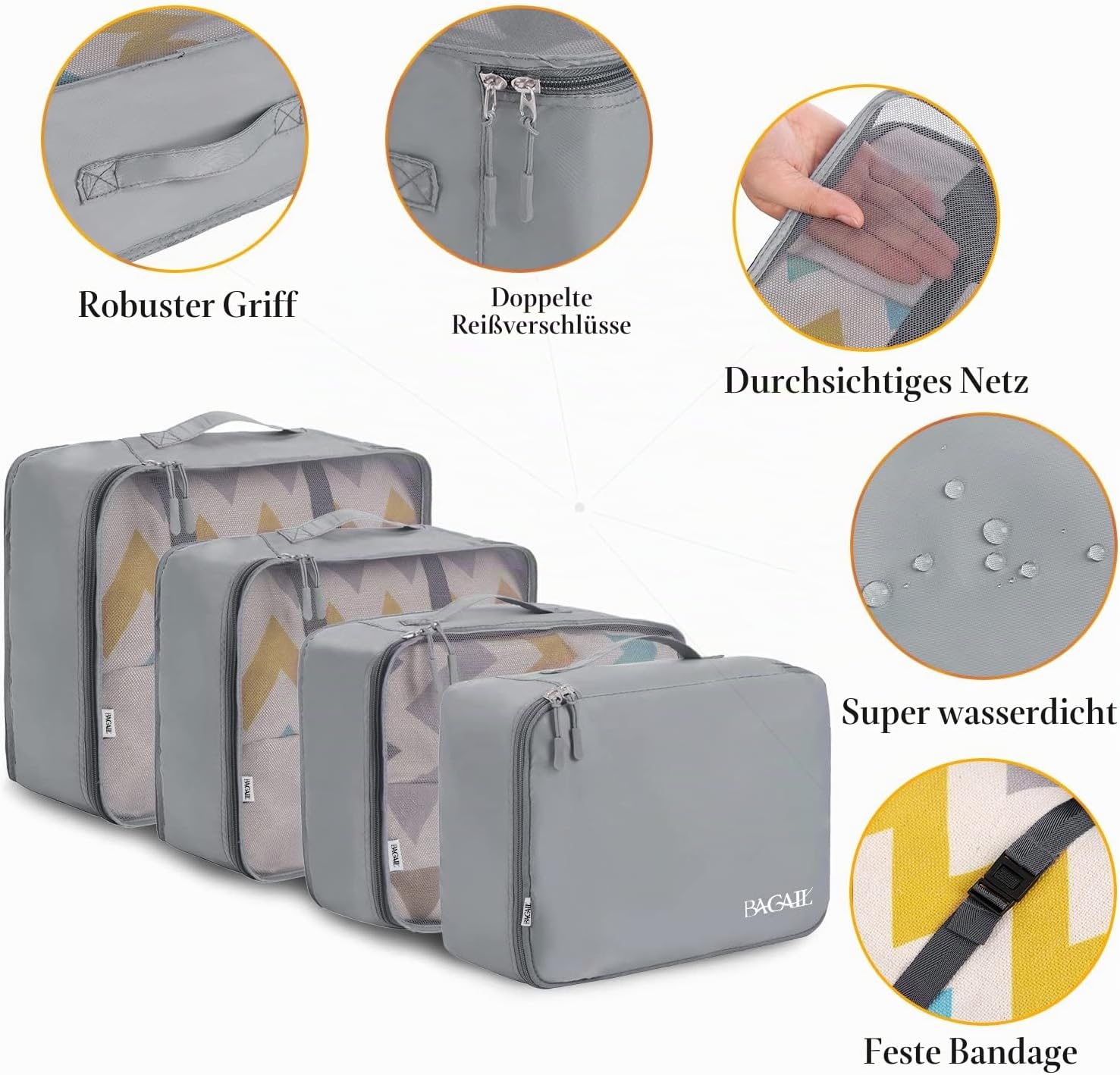 Detalle 2 de BAGAIL Packwürfel Set 8-teilig für Reisen