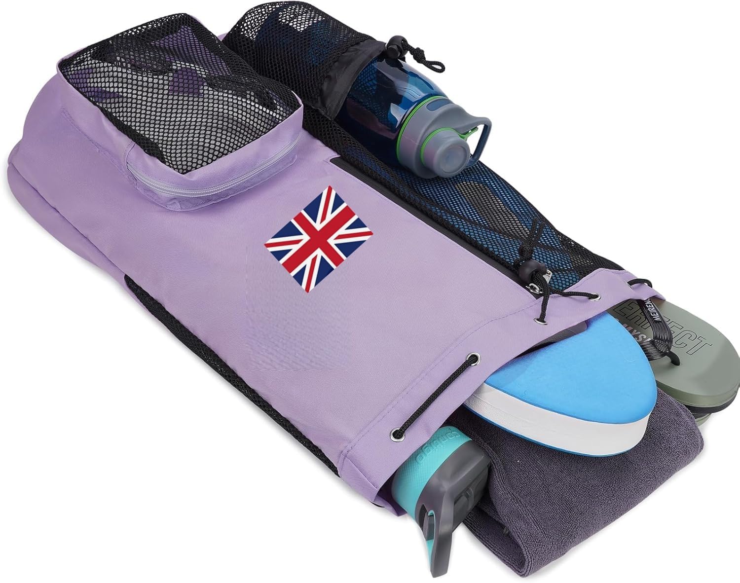 Detalle de ROSSRORE Girls Swimming Bag: Waterproof PE Drawstring with Wet & Shoe Pocket (Large Oxford PE, 32×48 cm)