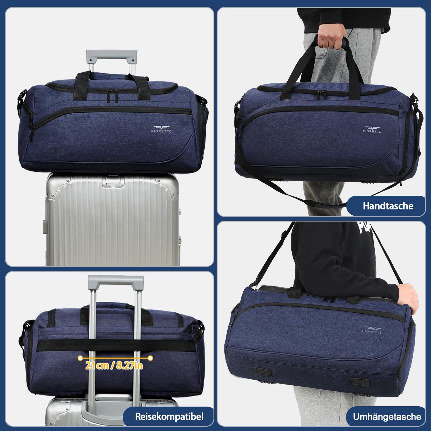 Detalle de FIORETTO 35L Sporttasche mit Schuhfach, Nassfach und wasserdichtem Aufbau – robust, vielseitig und ideal für Training, Travel und Freizeit