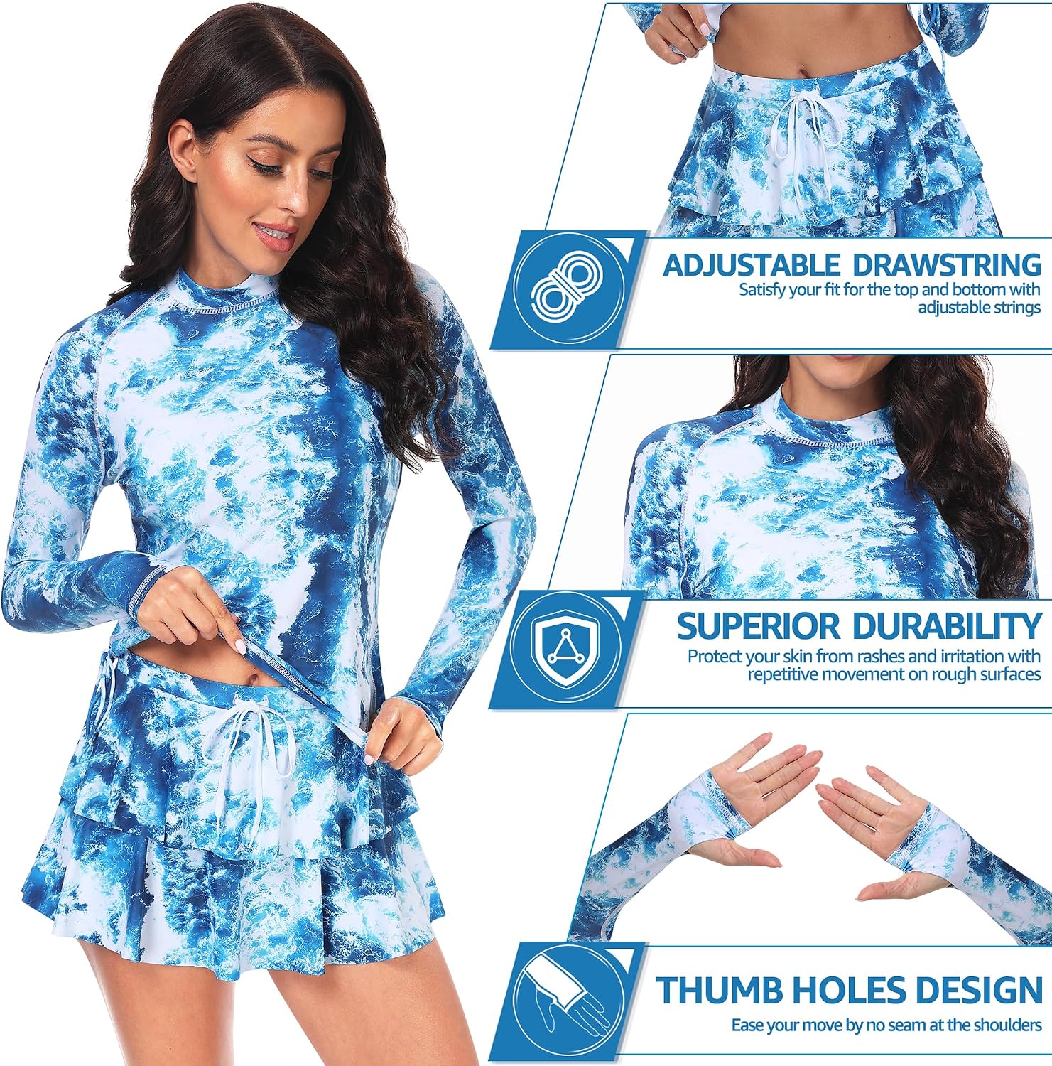 Thumbnail 3 de UNIQUEBELLA Rash Guard Swimsuit UPF 50+ for Women