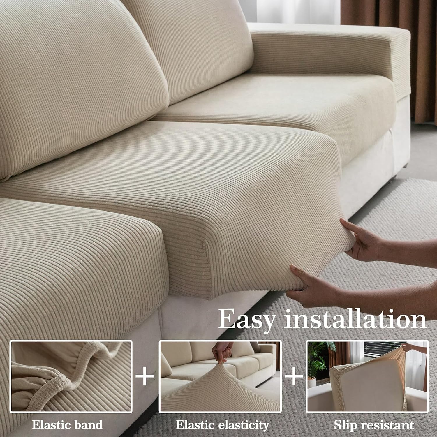 Thumbnail 4 de OHSIO Sectional Couch Cover 1-Piece Sofa Protector ๐