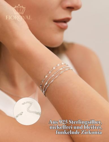 Detalle 2 de FIOROYAL Armband Damen 925 Silber — 3‑lagig, hypoallergen, robust & flexibel