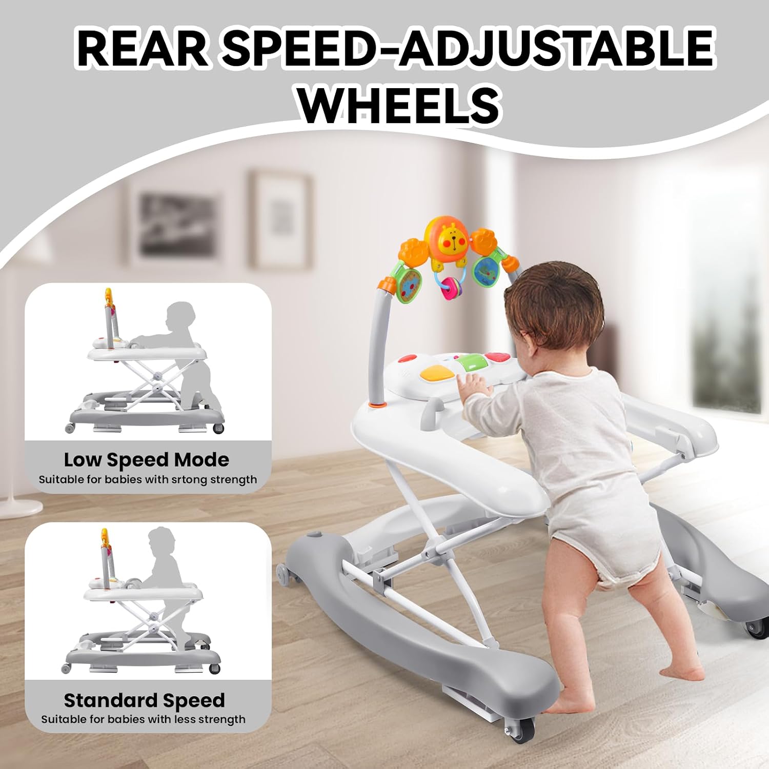Thumbnail 5 de RefoereBabe 5-in-1 Baby Walker: Foldable, Adjustable, and Multi-Mode Activity Center