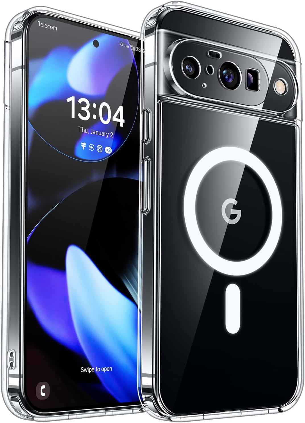 Detalle de CANSHN Cover Magnetica per Google Pixel 10 con Cavalletto – trasparente