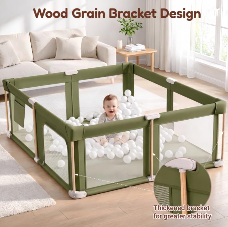 Thumbnail 3 de JevrJeur Foldable Baby Playpen with Mat, 71" × 59", Breathable Mesh