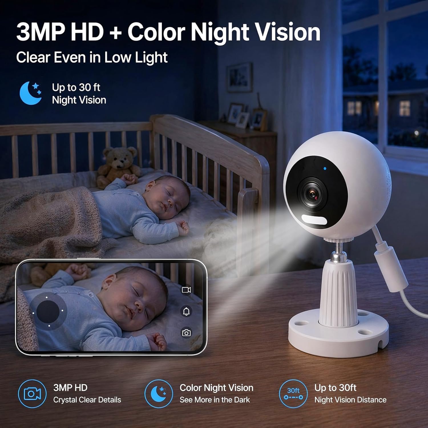 Detalle 2 de GUOANVISION 3MP Indoor Security Camera