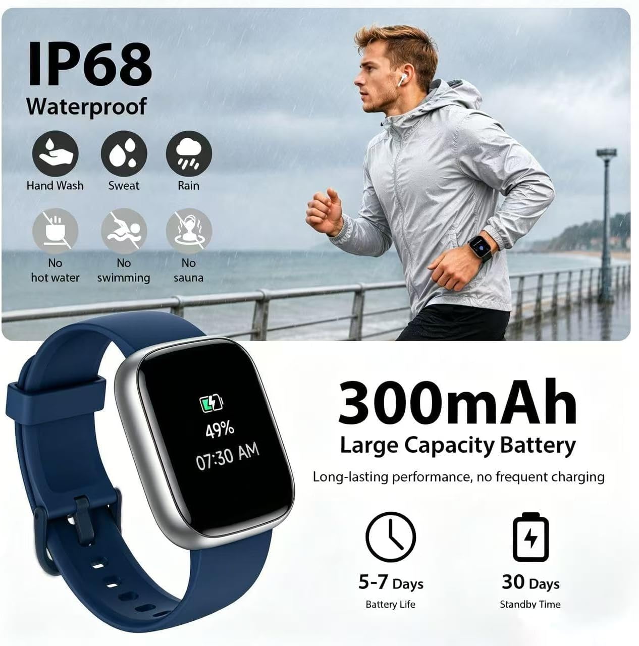 Thumbnail 4 de Alexa Smart Watch for Men and Women with 1.83" HD Display, Bluetooth 5.3, 110+ Sports, IP68 — Health & Activity Tracker