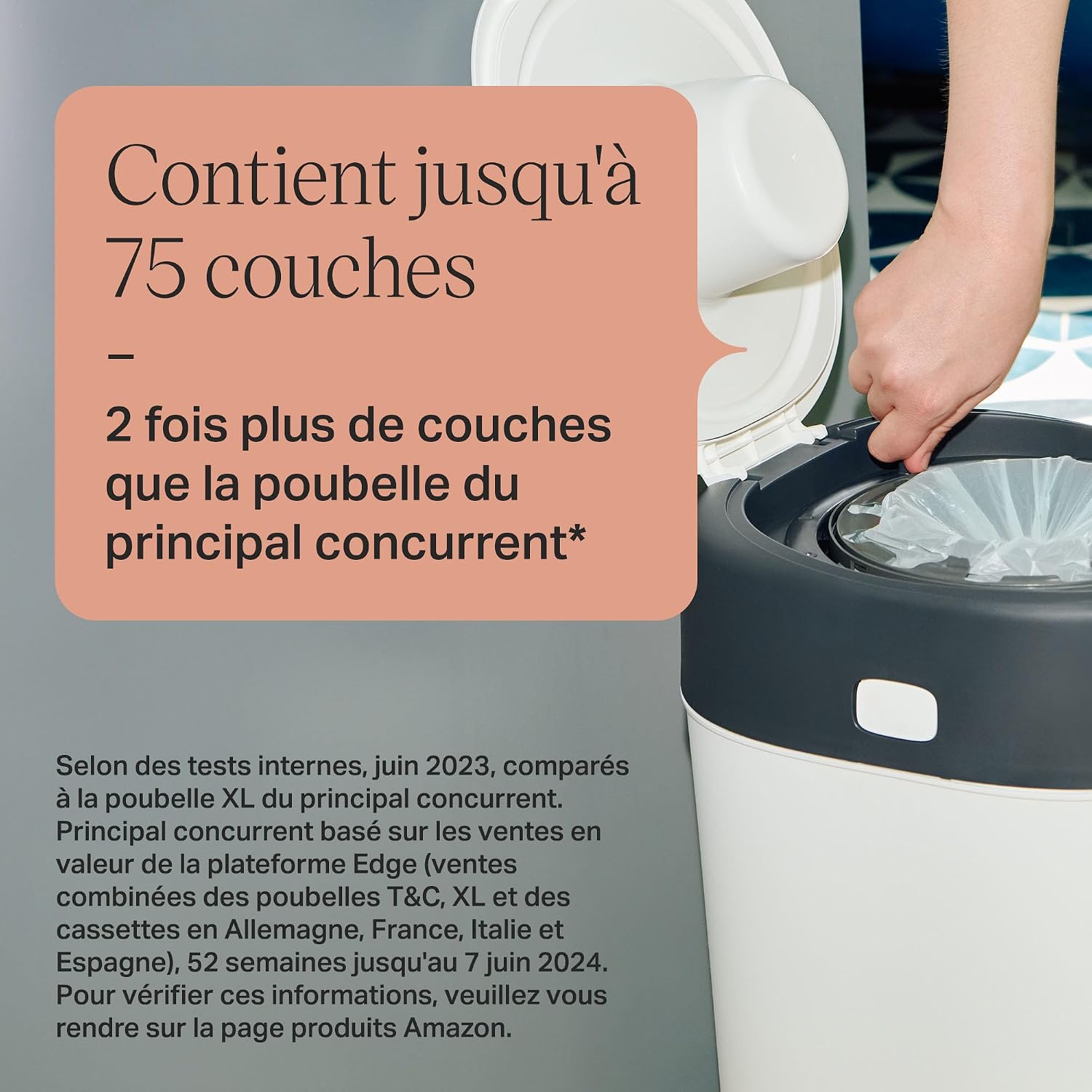 Thumbnail 6 de Tommee Tippee XL Poubelle à Couches Twist and Click – avec 1 cassette multicouche antibactérienne