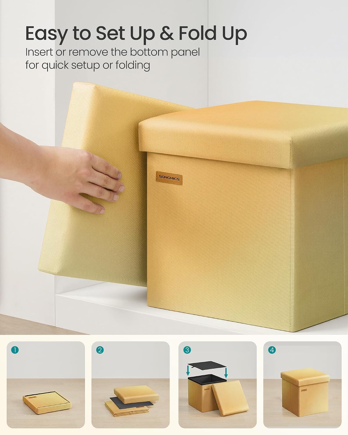 Thumbnail 5 de SONGMICS Folding Storage Ottoman, 11.8-Inch