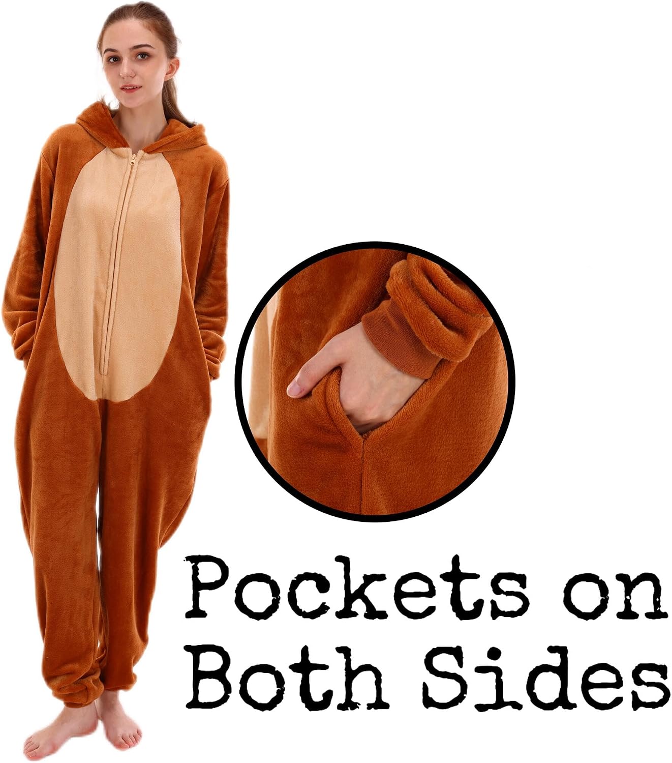 Detalle 1 de COSUSKET Snug Fit Adult Monkey Onesie Pajamas, Flannel, Zip Closure