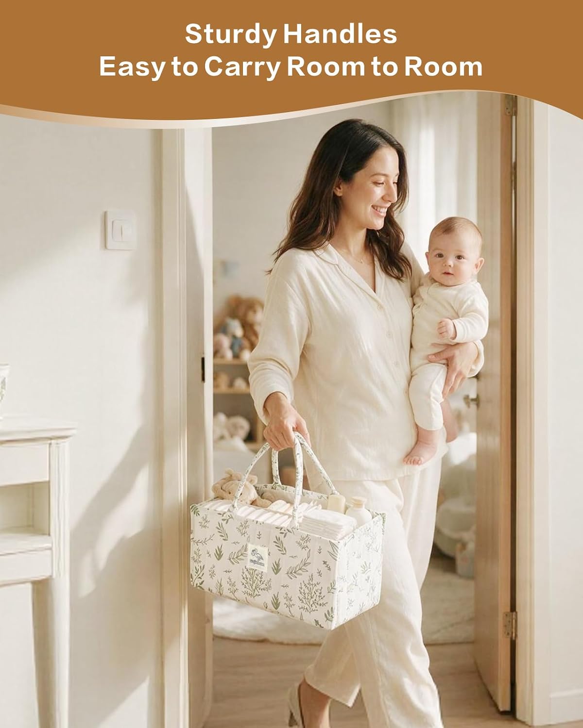Detalle 2 de Gajiuhon Diaper Caddy Organizer, Sage Sprigs