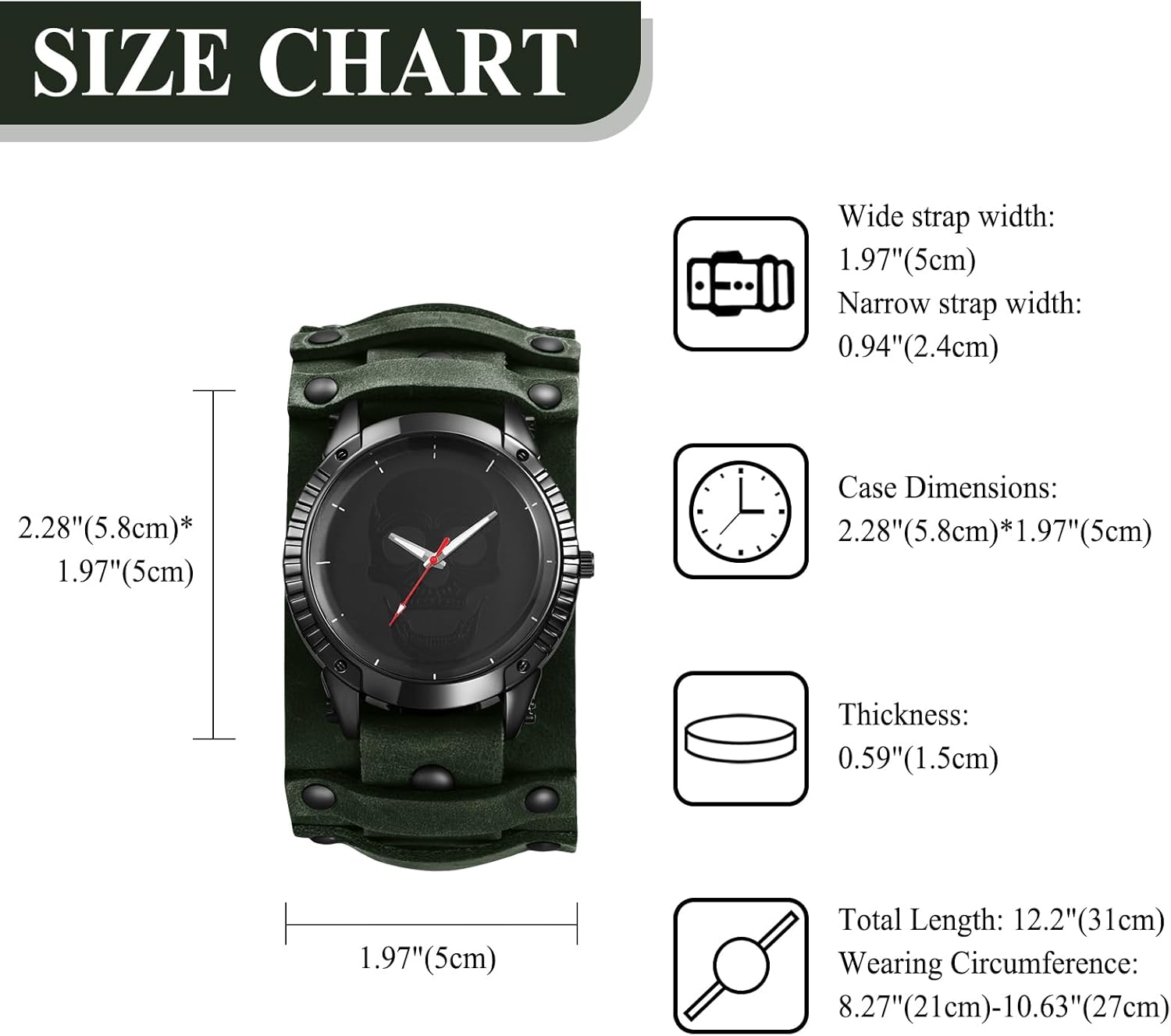 Thumbnail 1 de OIDEA Herren-Armbanduhr im Steampunk-Look mit Echlederarmband und Quarzwerk