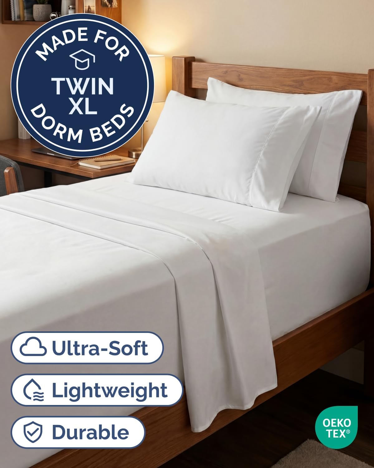 Thumbnail 1 de CGK Unlimited 21InchTwinXLWhite Twin XL Sheet Set, Microfibre, White