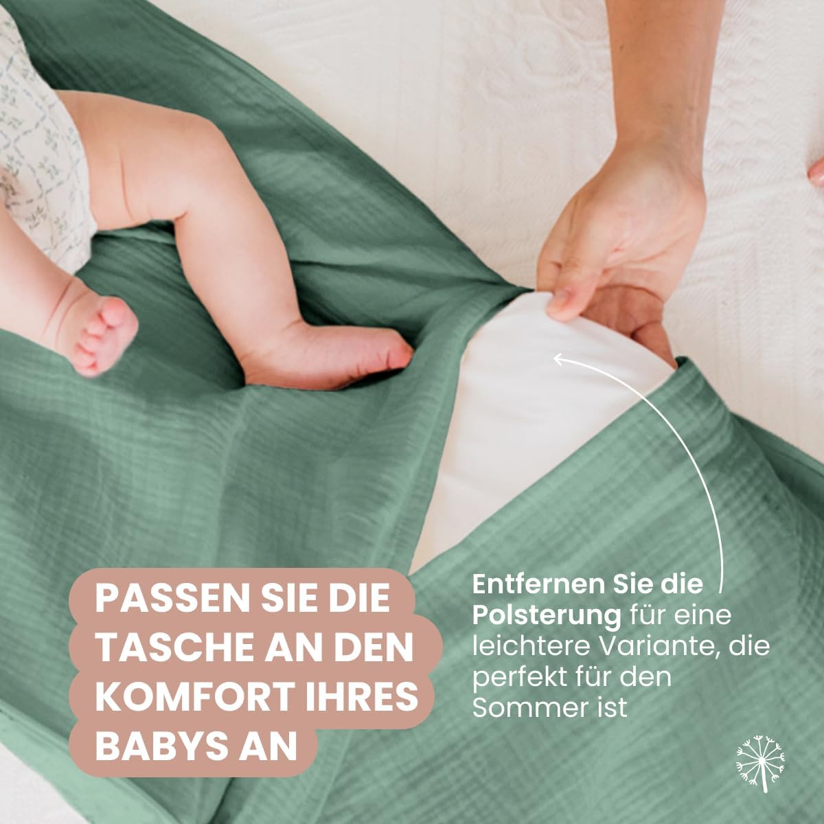 Thumbnail 3 de MIMUSELINA Fußsack Babyschale – Ganzjährig nutzbar für Babys von 0–12 Monaten, Mint