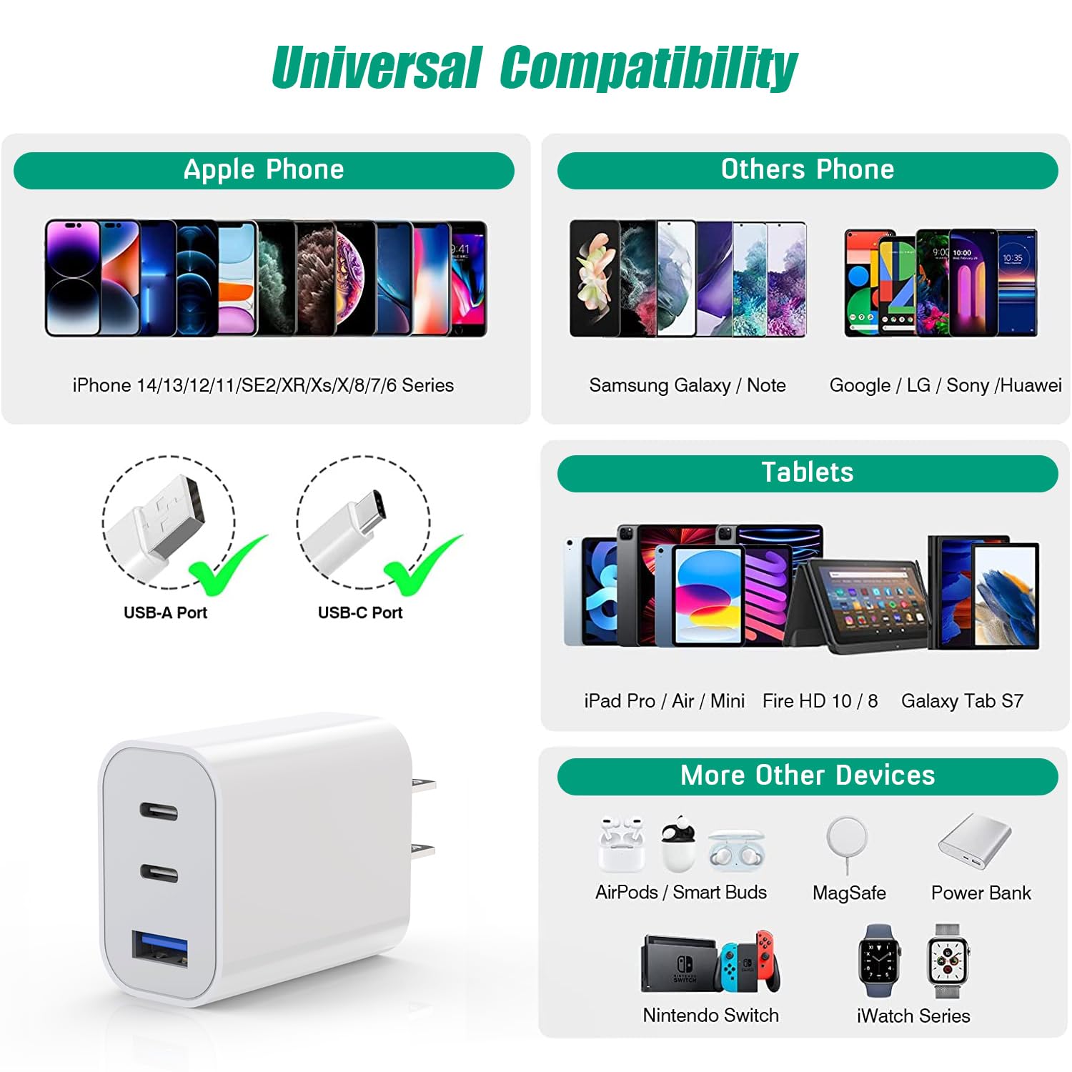 Thumbnail 6 de iPhone 17 Charger Block 3-Port 35W 2-Pack
