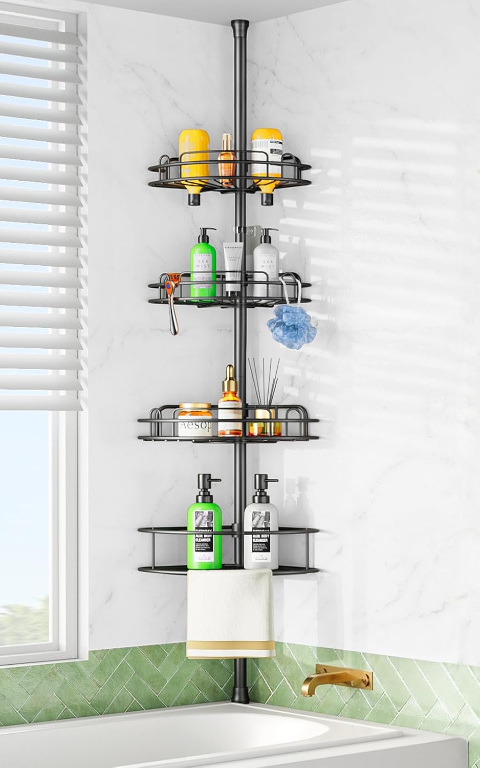Detalle de HAMITOR Teleskop Duschablage verstellbar 121–314 cm
