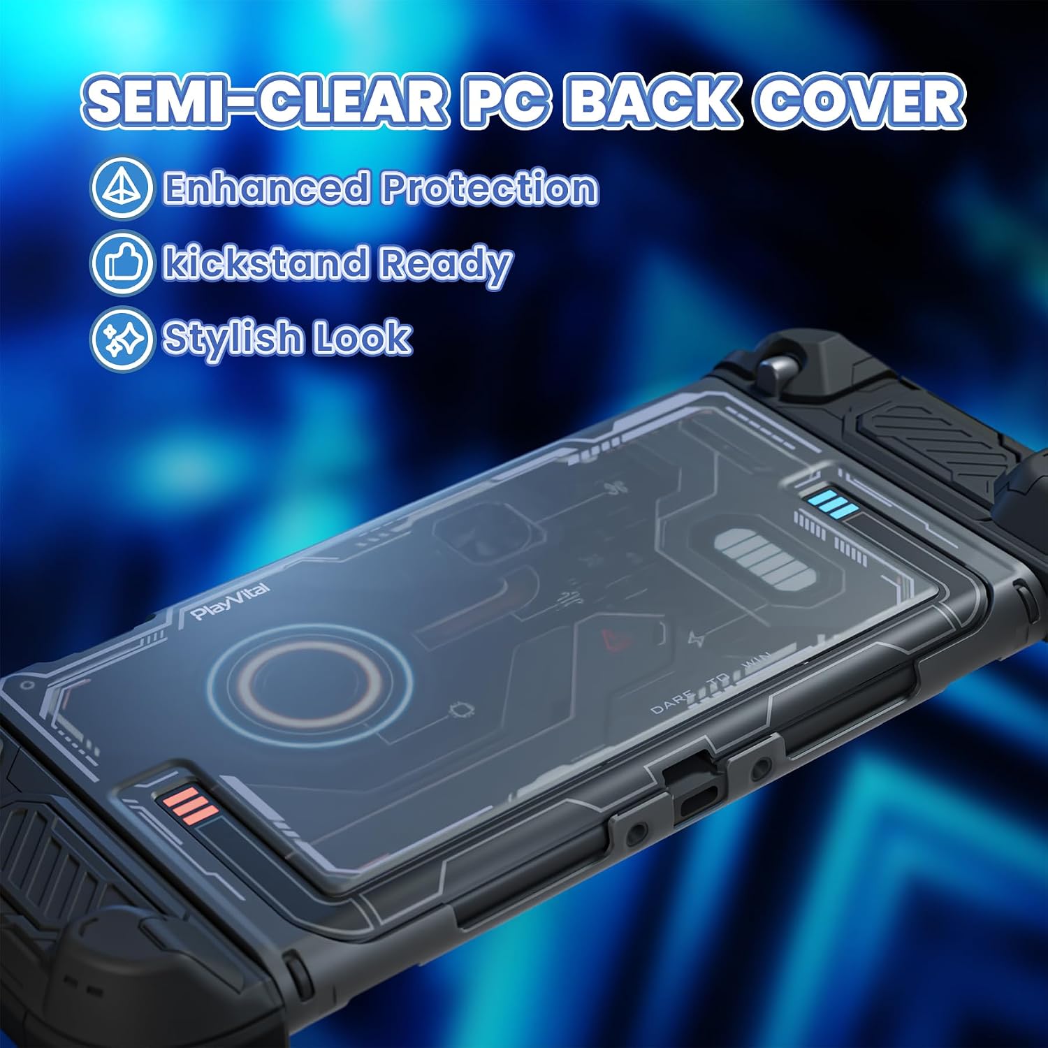 Detalle 2 de PlayVital Protective Case for Nintendo Switch 2: Stellar Mecha Ergonomic Silicone Grip with Dockable Shell
