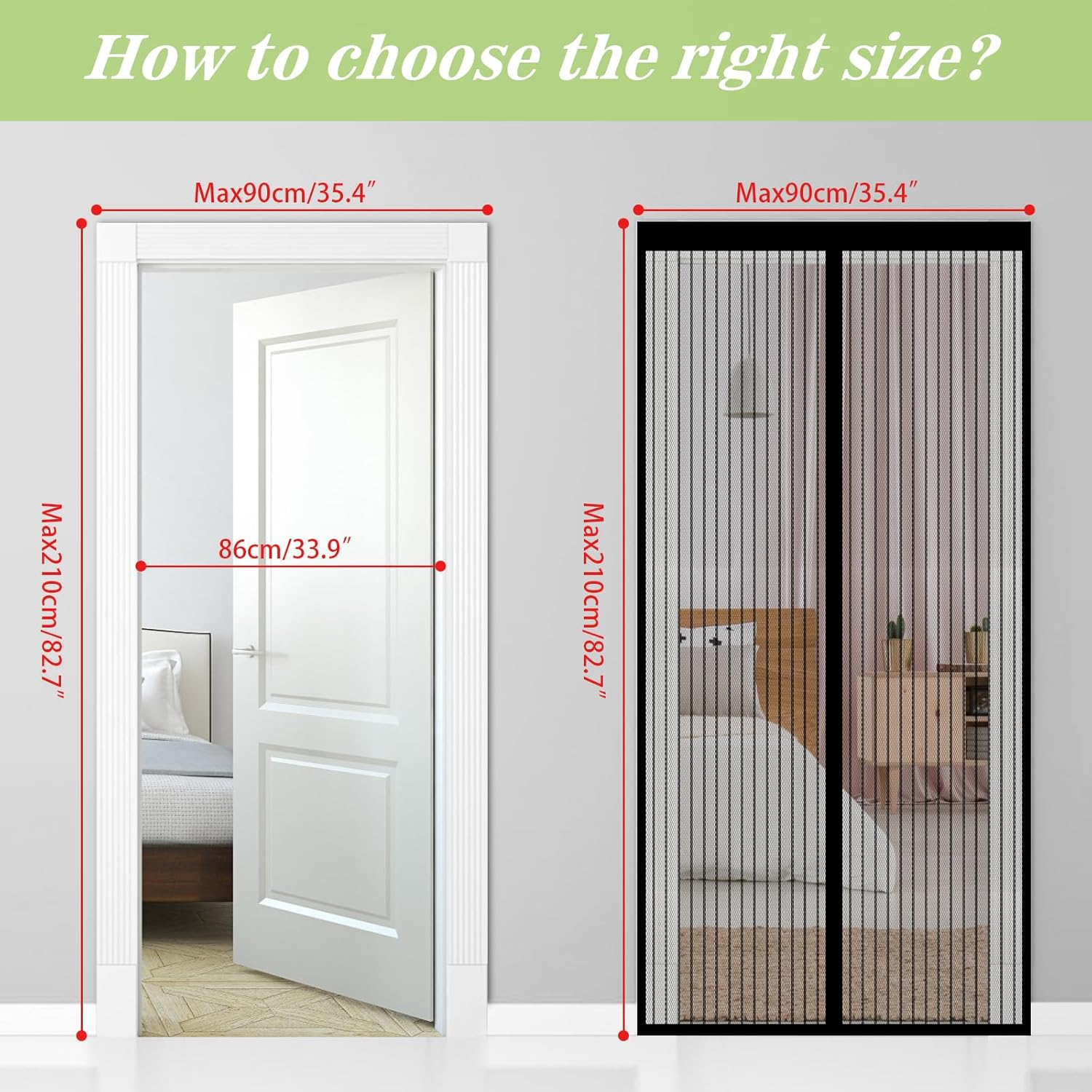 Thumbnail 6 de Magnetic Fly Screen Door Curtain – 90x210cm for Doors with Powerful Magnets and Full Frame Tape