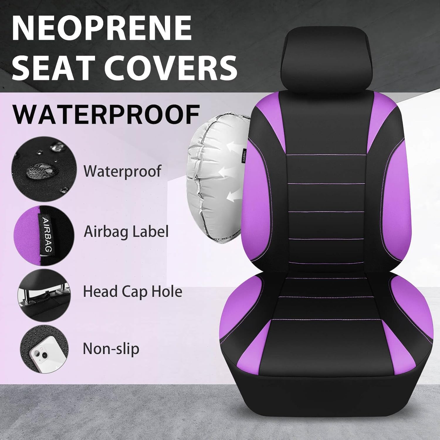 Thumbnail 2 de CAR PASS Waterproof Front Seat Covers 5mm
