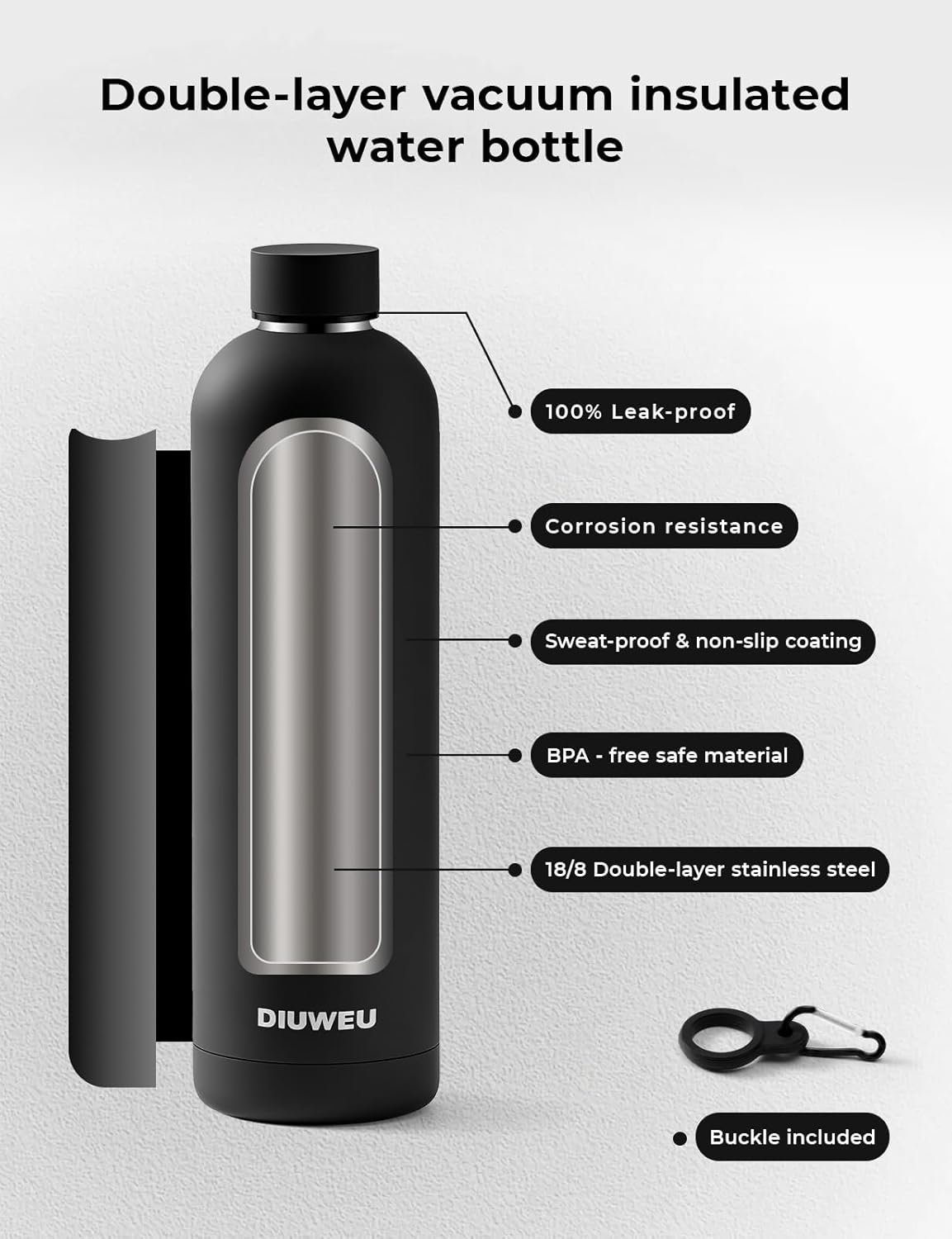 Thumbnail 3 de DIUWEU double wall water bottle 350ml