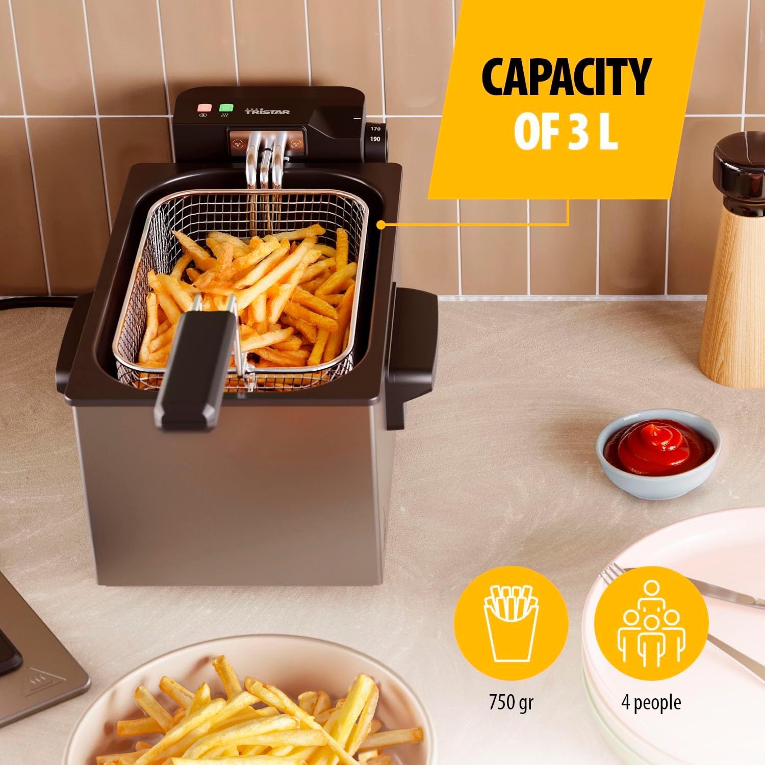 Thumbnail 4 de Tristar Stainless Steel Deep Fryer 3L, 2000W (FR-9327UK) – a practical, family-friendly fryer