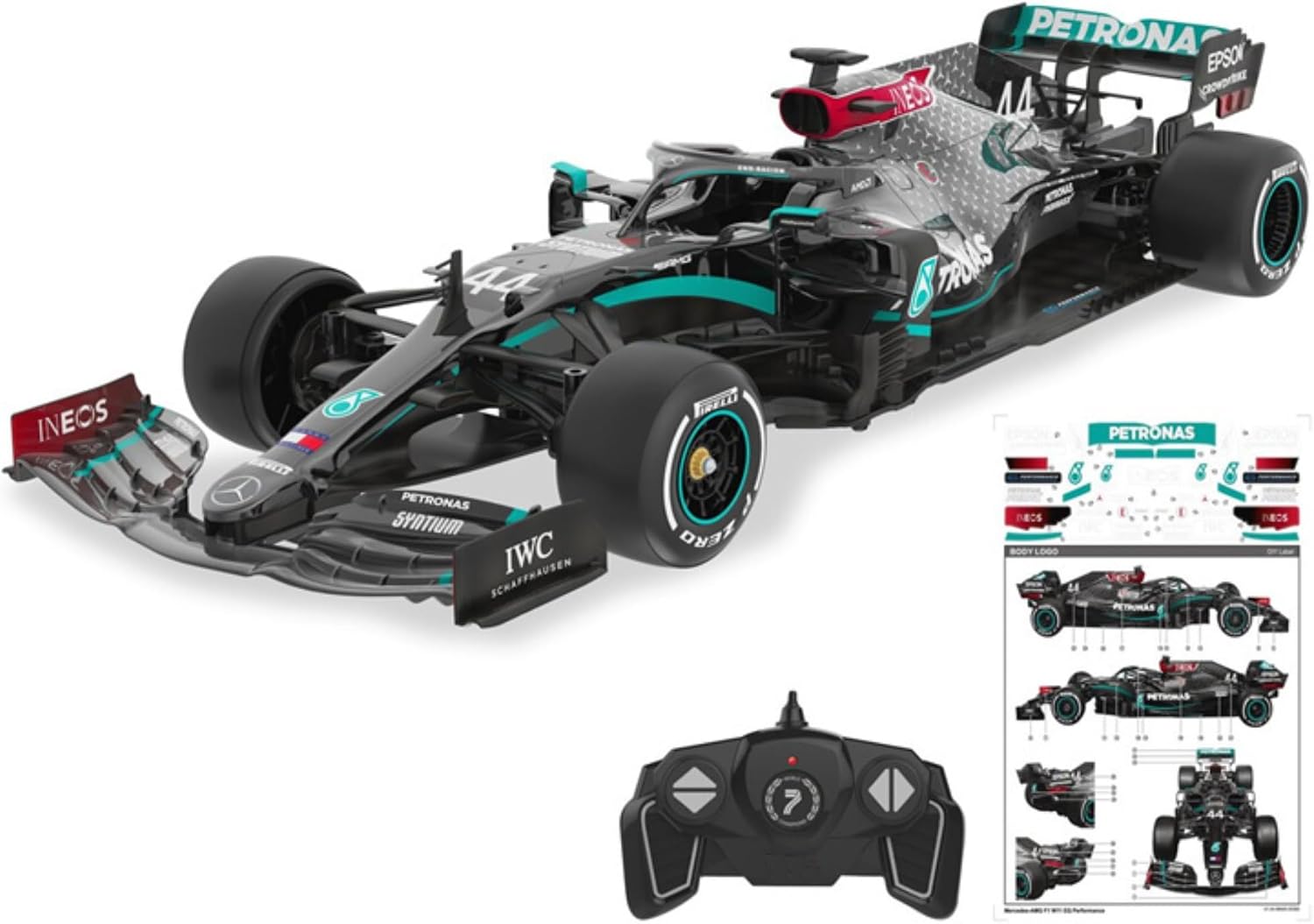 Detalle de CMJ RC Cars Mercedes-AMG F1 W11 EQ – samochód RC 1:18, 2,4 GHz