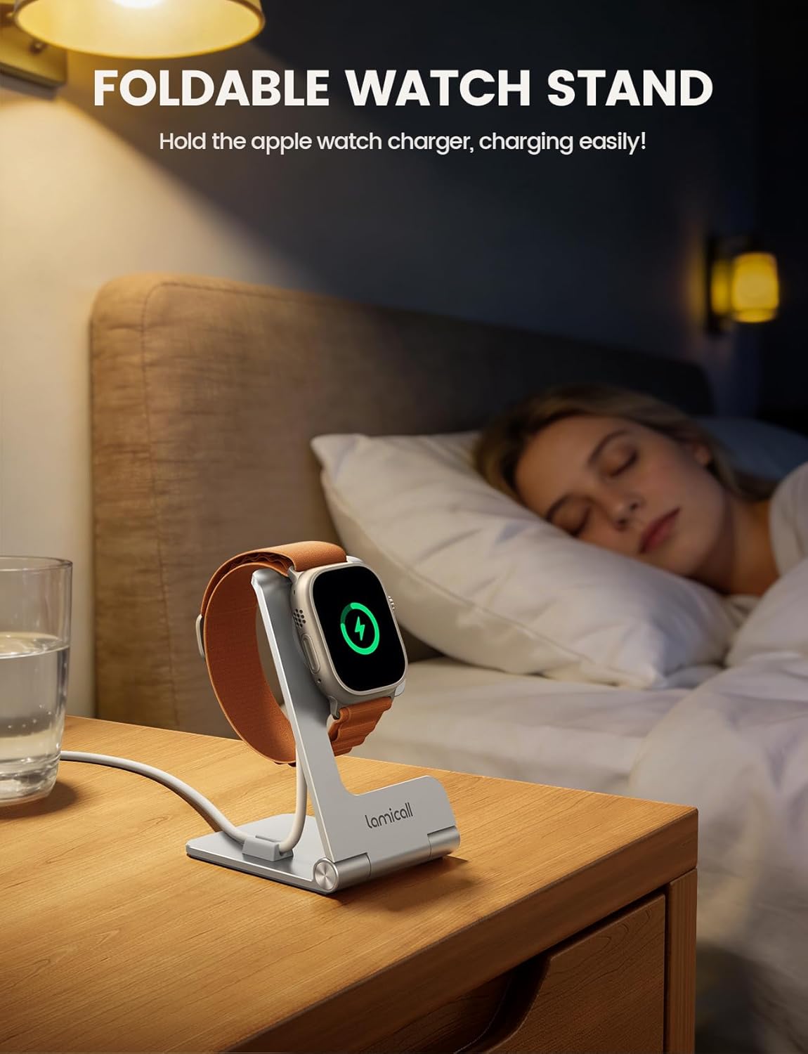 Thumbnail 1 de Lamicall Foldable Apple Watch Charger Stand (Ultra-Thin) – desk dock with cable organiser, Silver