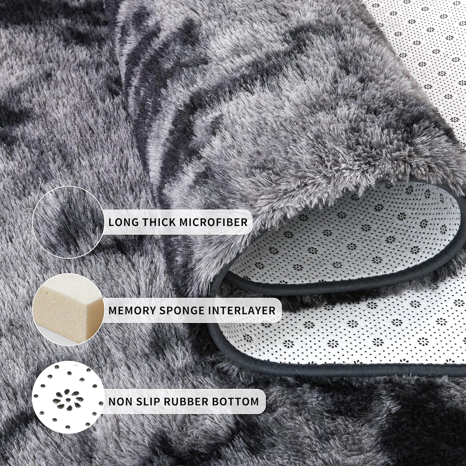 Thumbnail 6 de Tepook 9 x 12 ft plush area rug — gray