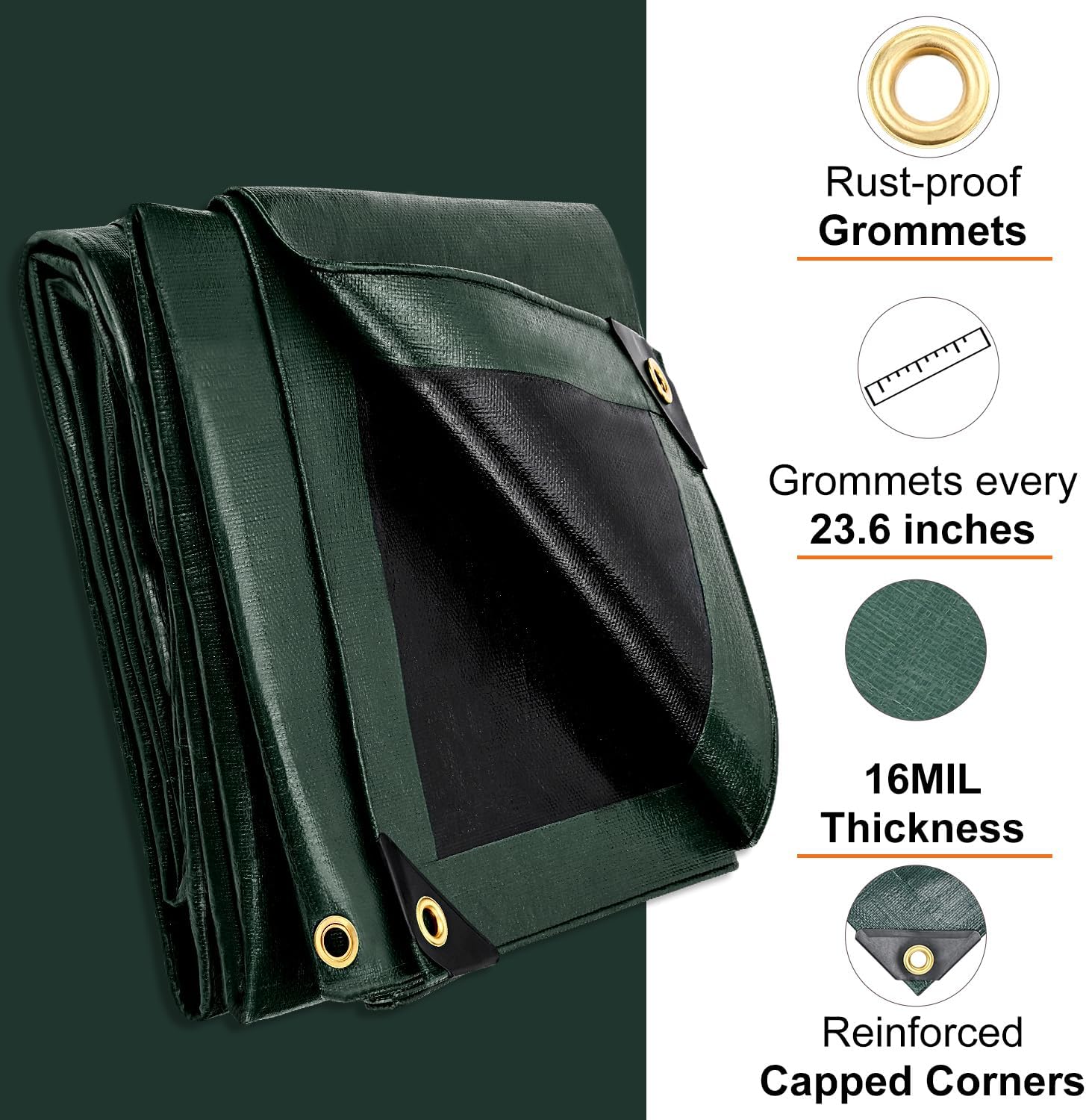 Thumbnail 1 de Patiobay 12x20 Feet 16 Mil Heavy-Duty Waterproof Tarp with Brass Grommets