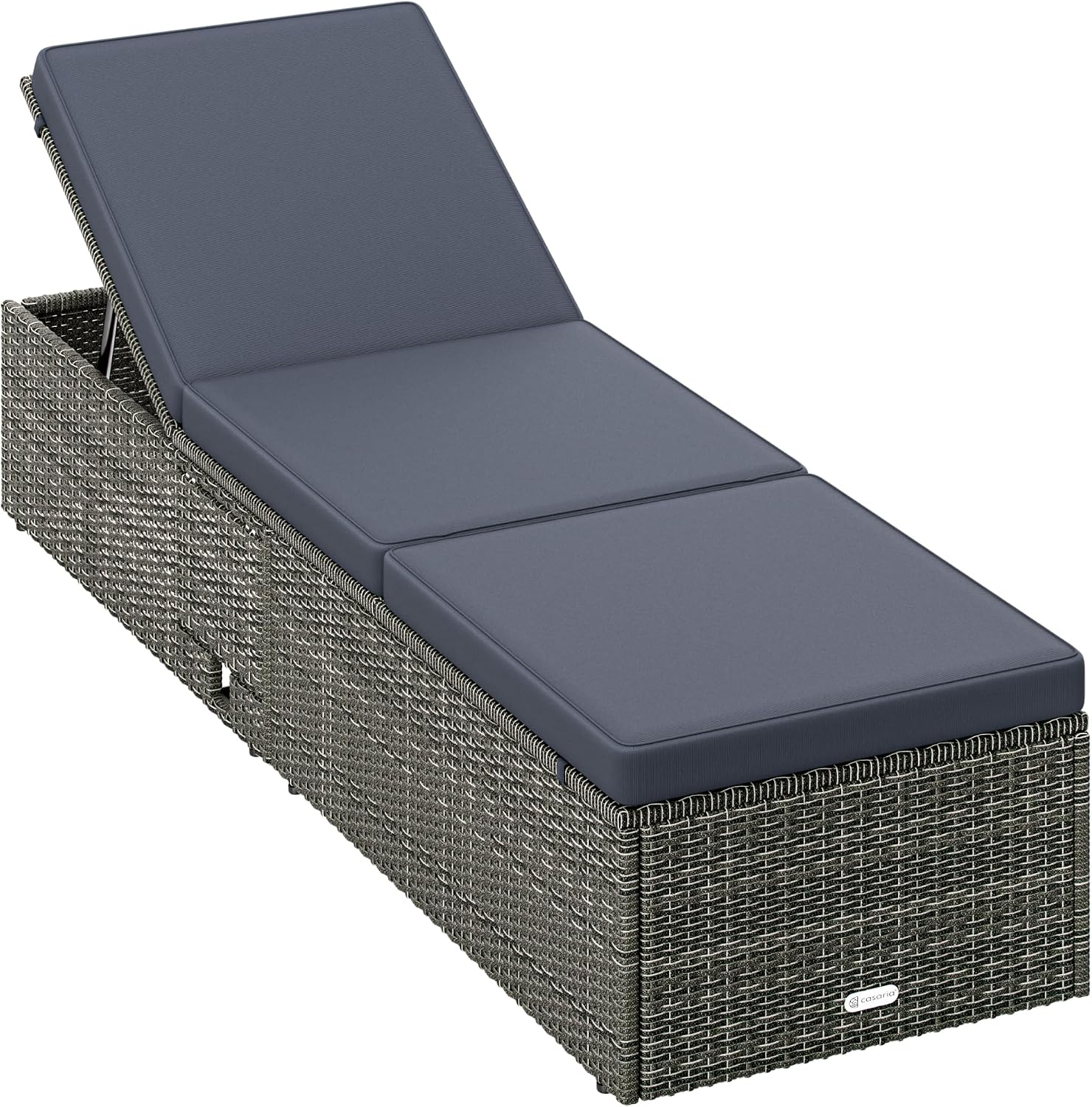 Detalle 2 de Casaria Sonnenliege mit Klapptisch – 200x58 cm, 7 cm Auflagen, wetterfest, bis 160 kg