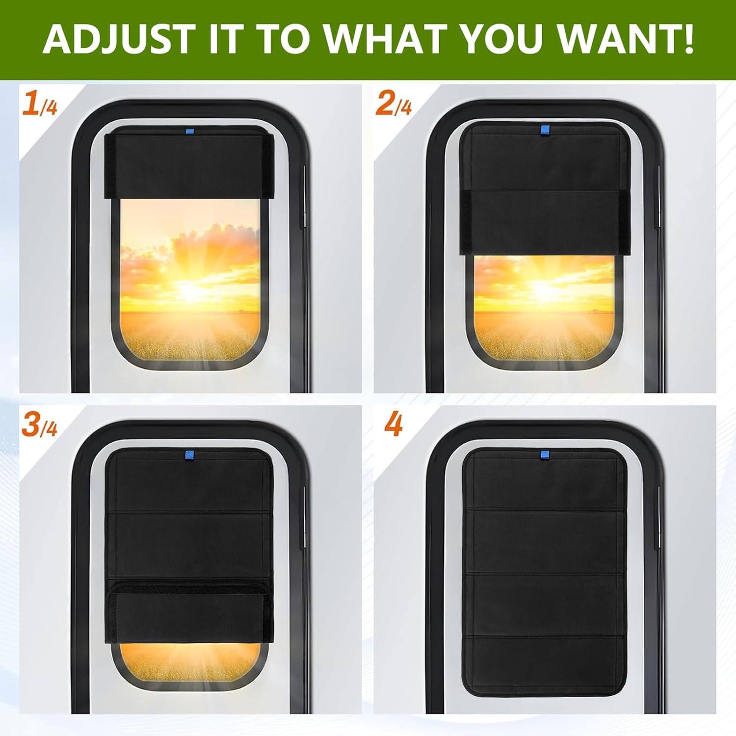 Detalle de Magnetic RV Door Window Shade: Foldable Blackout for 25" x 16" RV Windows