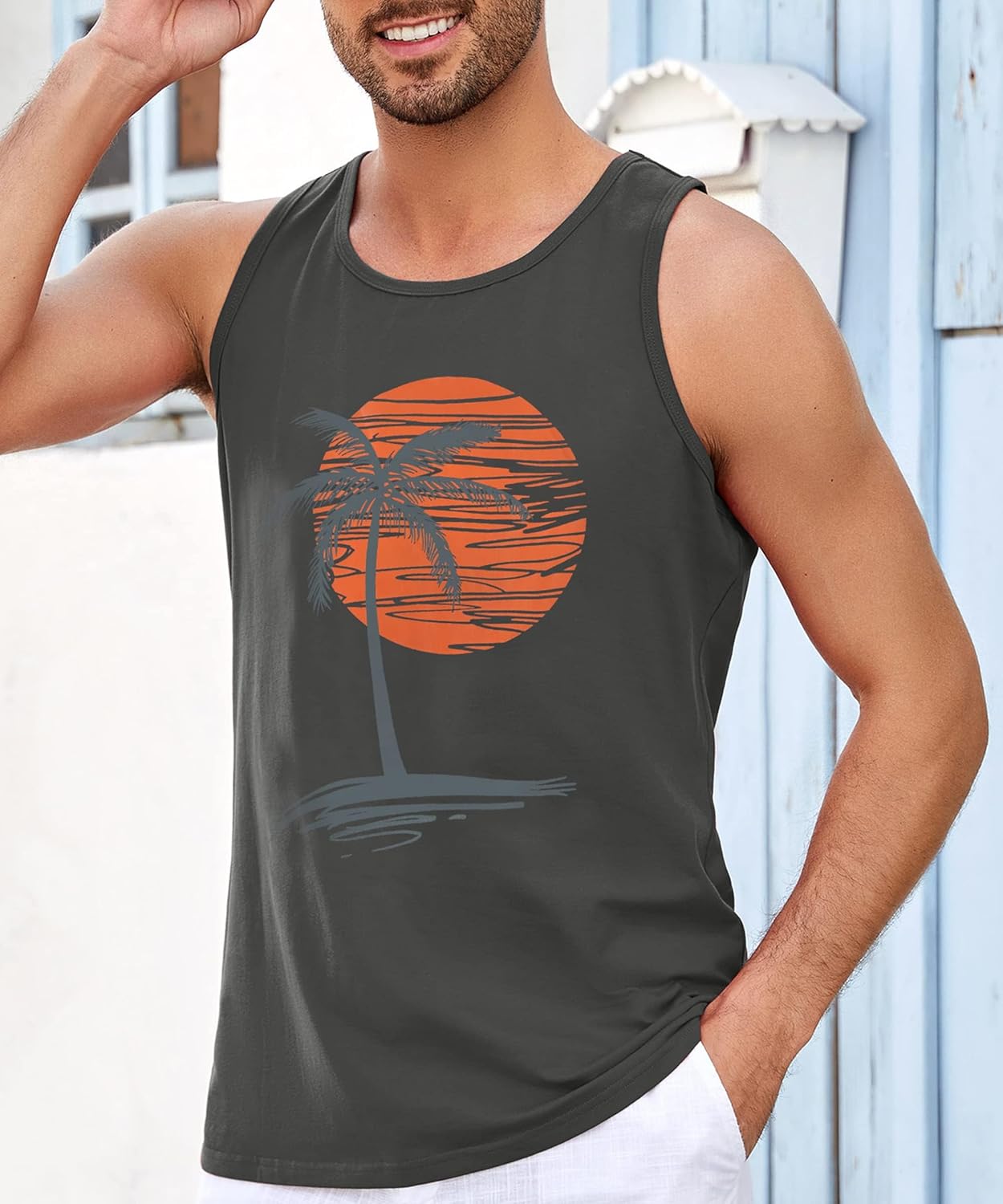 Thumbnail 1 de Runcati Printed Tank Top Herren – Ärmelloses Fitness-Top aus Baumwolle, atmungsaktiv