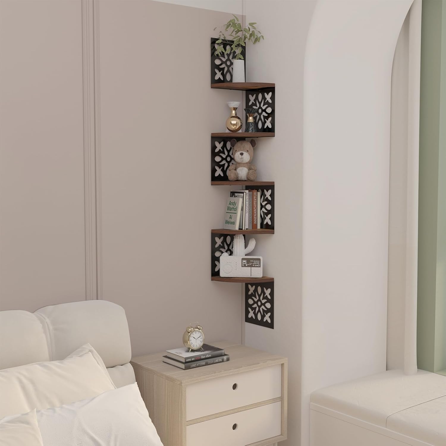 Thumbnail 1 de Vasemouh Five-Tier Wooden Corner Shelf