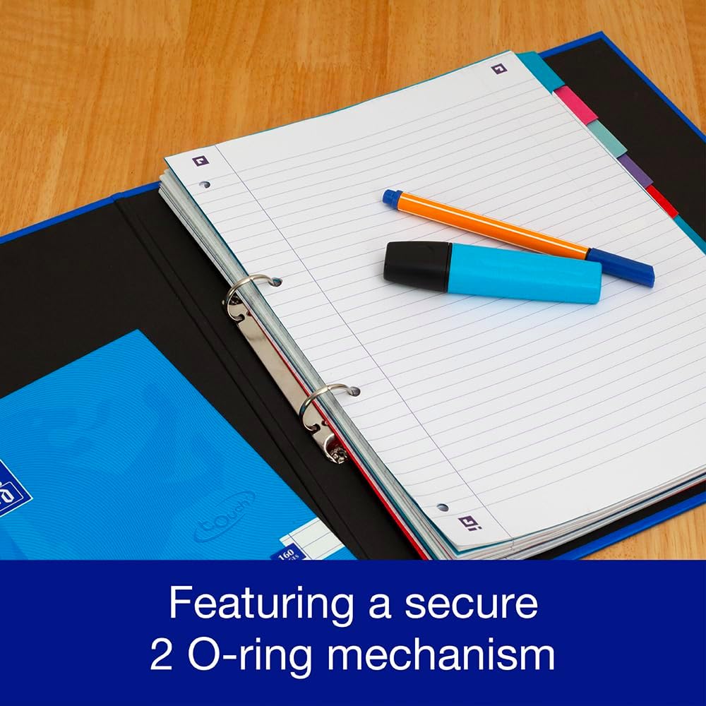 Detalle de Oxford Premium A4 Ring Binder, Blue Single Folder (25mm) with Laminated Paper on Board