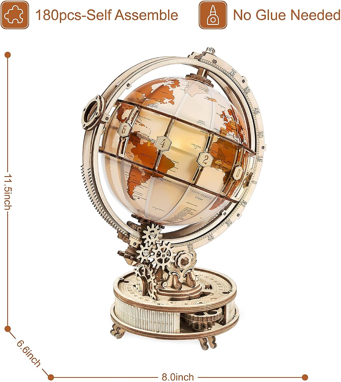 Thumbnail 3 de ROBOTIME Puzzle 3D Globo in Legno 180 pezzi