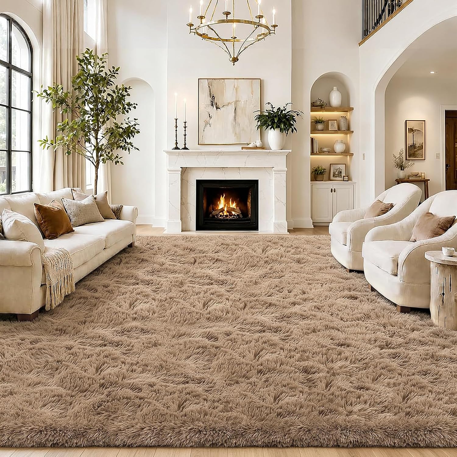 Detalle 2 de 8x10 Beige Shaggy Area Rug 🛋