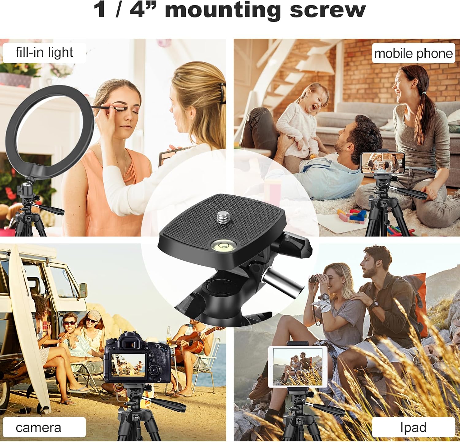 Thumbnail 4 de CAMBOFOTO Portable Tripod for Live Stream 134cm – Lightweight Aluminum Tripod with Phone Holder